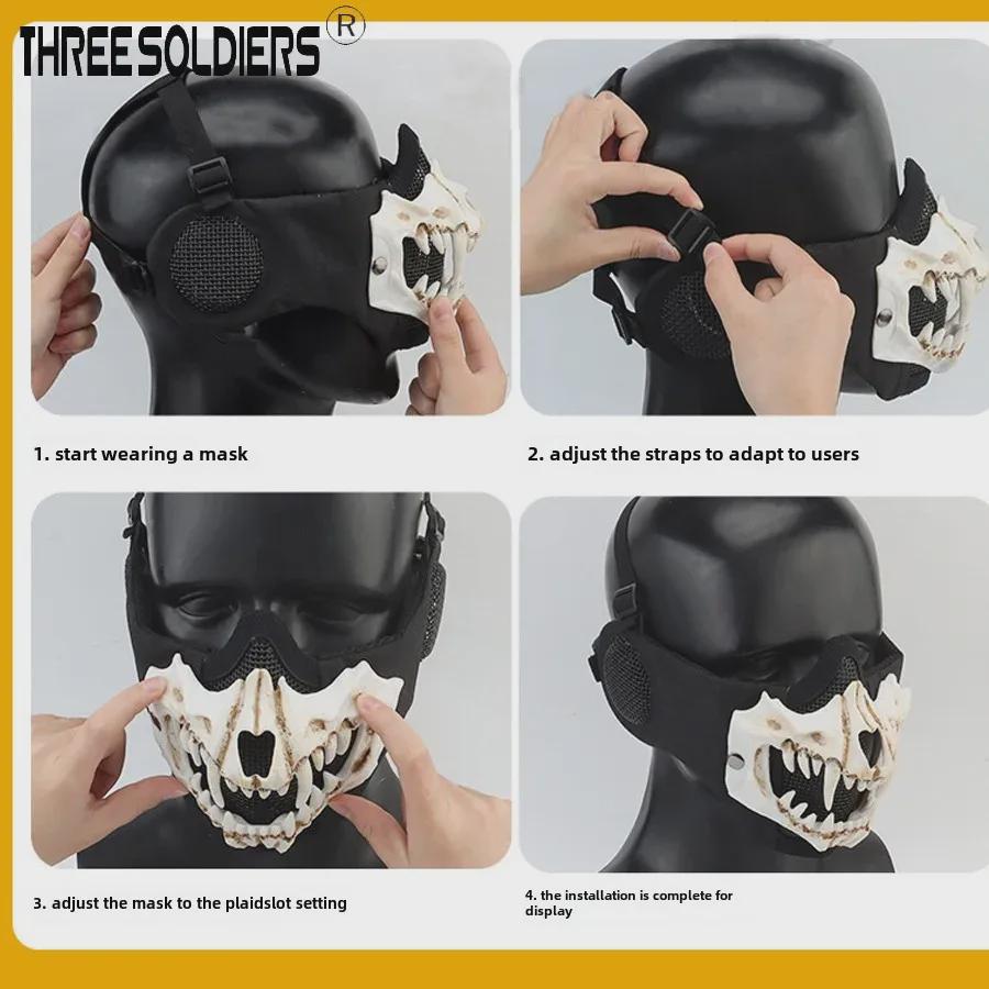 Fang Skull Mask with Ear Protection for Halloween and Outdoor Cycling