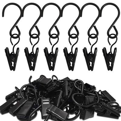 Black Small S Hook Clip Kitchen And Bathroom Storage Clip Hook S-shaped Hook Clip Curtain Shower Curtain Door Curtain Hook 100