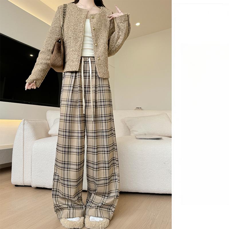 

Американские ретро-шотландские повседневные брюки для детей, весна и осень, новые прямые брюки, узкие широкие брюки L