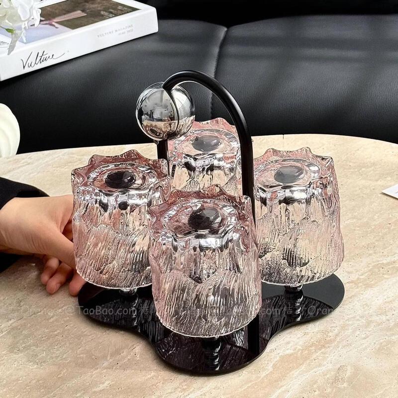 Luxury Frosted Gradient Pink Glass Drinkware Set
