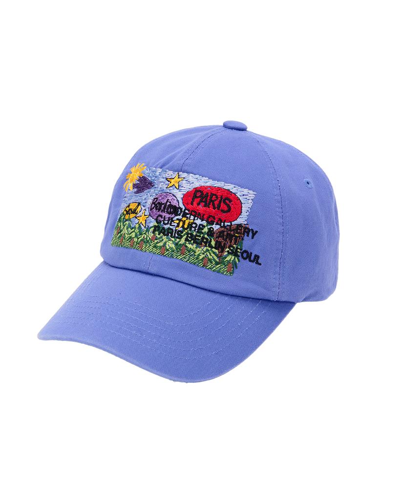 THEMUSEUMVISITOR Art Flower Leather Strap Ball Cap (Blue)