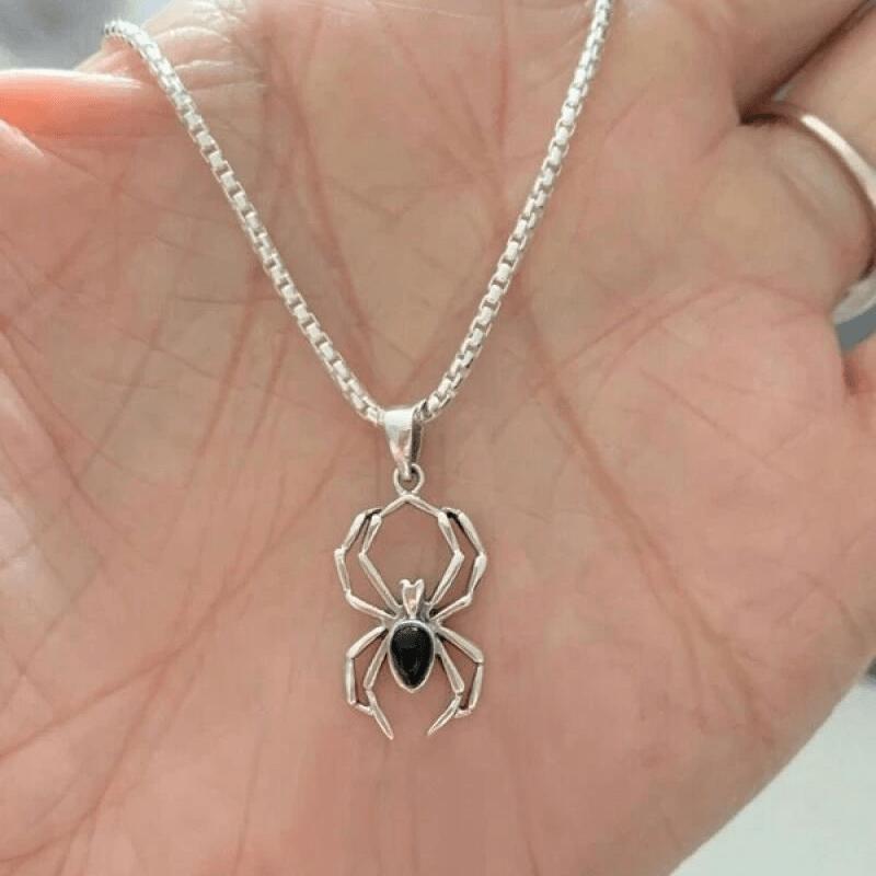 

[Gothic Spider Necklace] 1pc Gothic Copper Silvery Spider Necklace for Women Party Birthday Gift