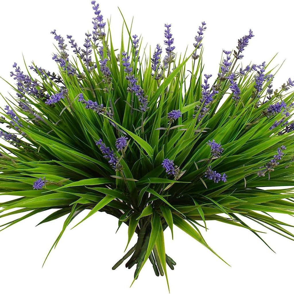 Outdoor Fake Flower Green Plant Spring Grass Lavender Artificial Simulation Plant Monkey Grass Home Decoration Lavender Flower