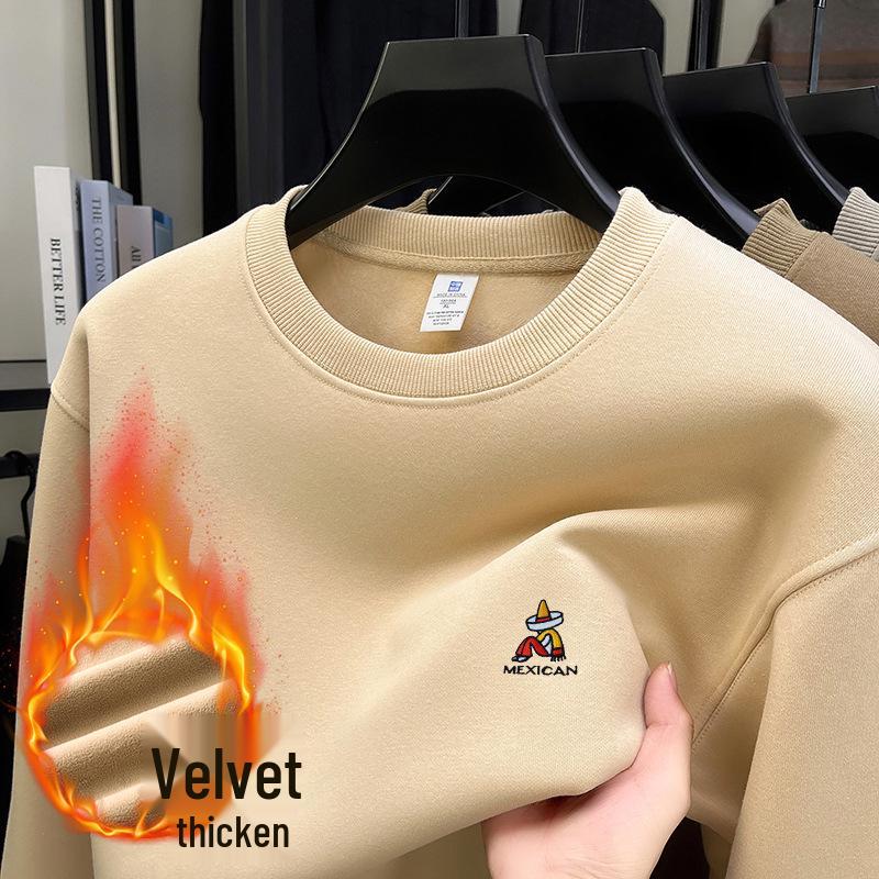 Herren-Sweatshirt mit Rundhalsausschnitt und Fleece-Futter – Warm, Locker und Vielseitig für Frühling, Herbst und Winter.