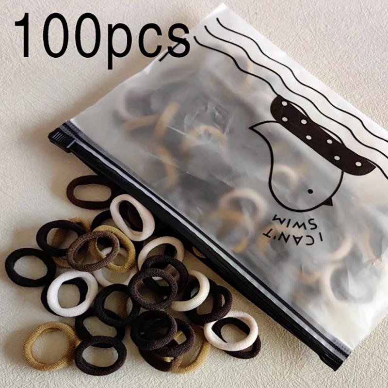 50/100Pcs Colorful Basic Nylon Ealstic Hair Ties for Girls Ponytail Hold Scrunchie Rubber Band Kid Fashion Hair Accessories