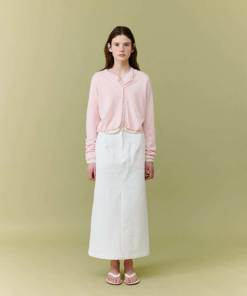 Deolil Crop Button Cardigan_Pink