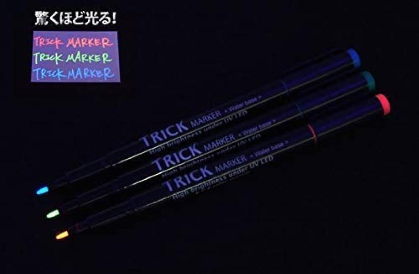 Blue 1 Black Light Trick with Nichia LED and Black Light Uniquely Bright Secret PIN Code Product Nail Pet [Medium Point/1 & Red] Pen, Water-Based