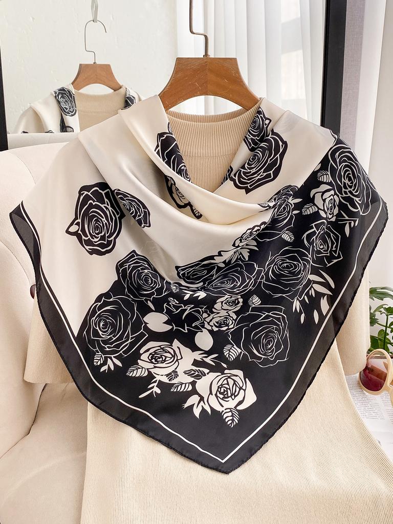New Silk Square Scarf Women Luxury Floral Print Kerchief Soft Satin Hairband Hands Bag Ribbon Foulard Hijab Neckerchief Headband