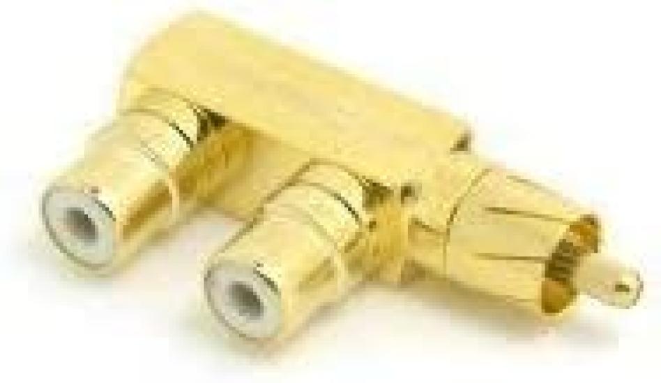 chenyang AV Audio Splitter Plug RCA 1 Male to 2 Female F Gold 90 Degree Angle Adapter, Connectors, Plated,