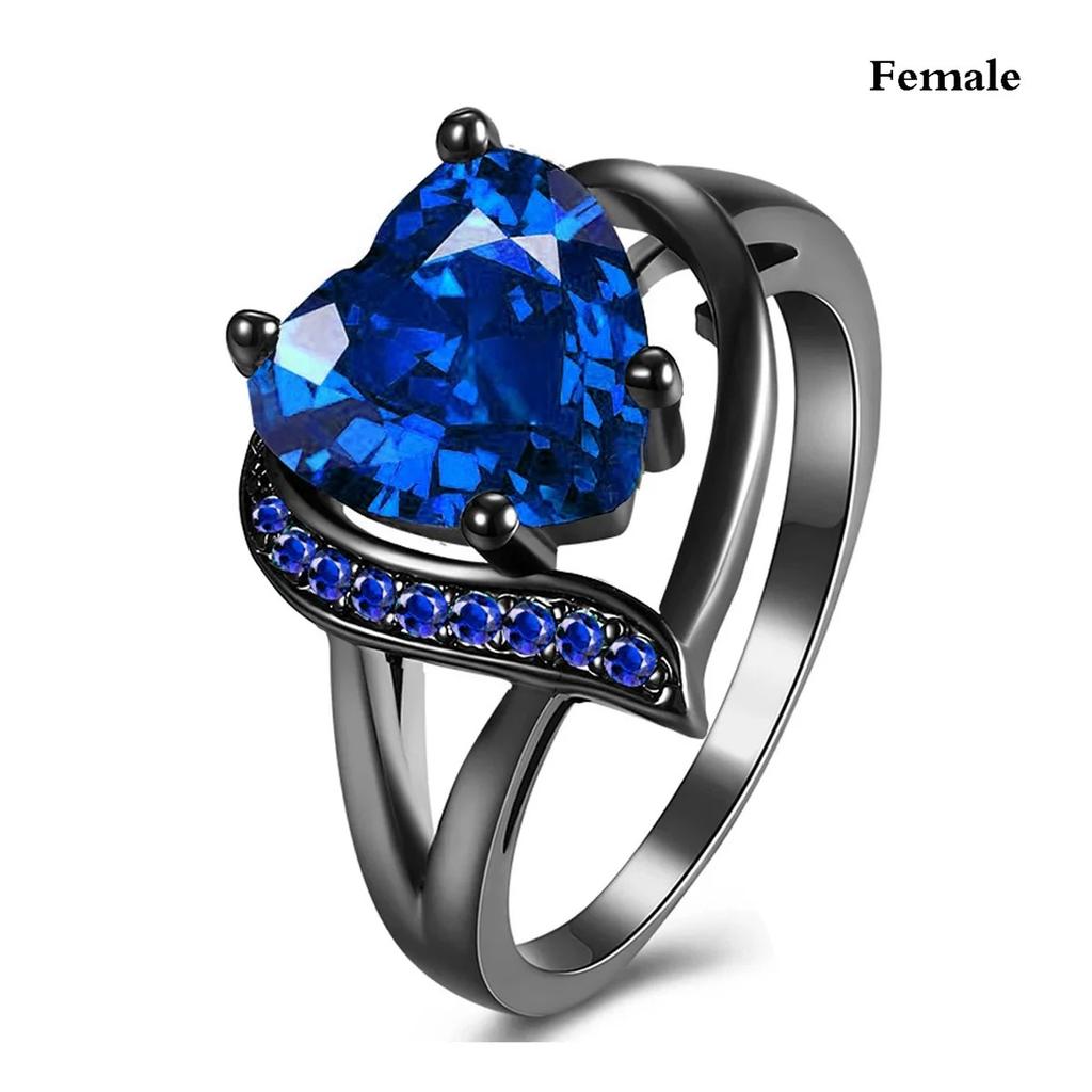Fashion Couple Rings Romantic Women Heart Red Rhinestones Zircon Ring Fashion Men Stainless Steel Rings Wedding Party Jewelry