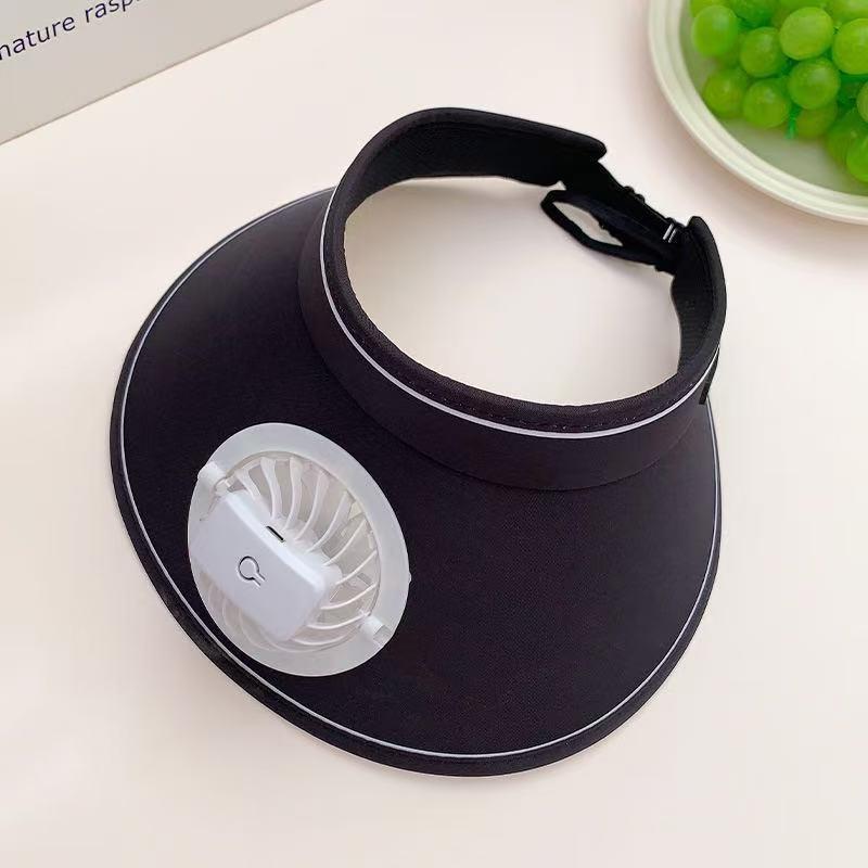 Wide Brim Outdoor Summer Sun Protection Hat with USB Fan Cooling Cap for Hiking Camping