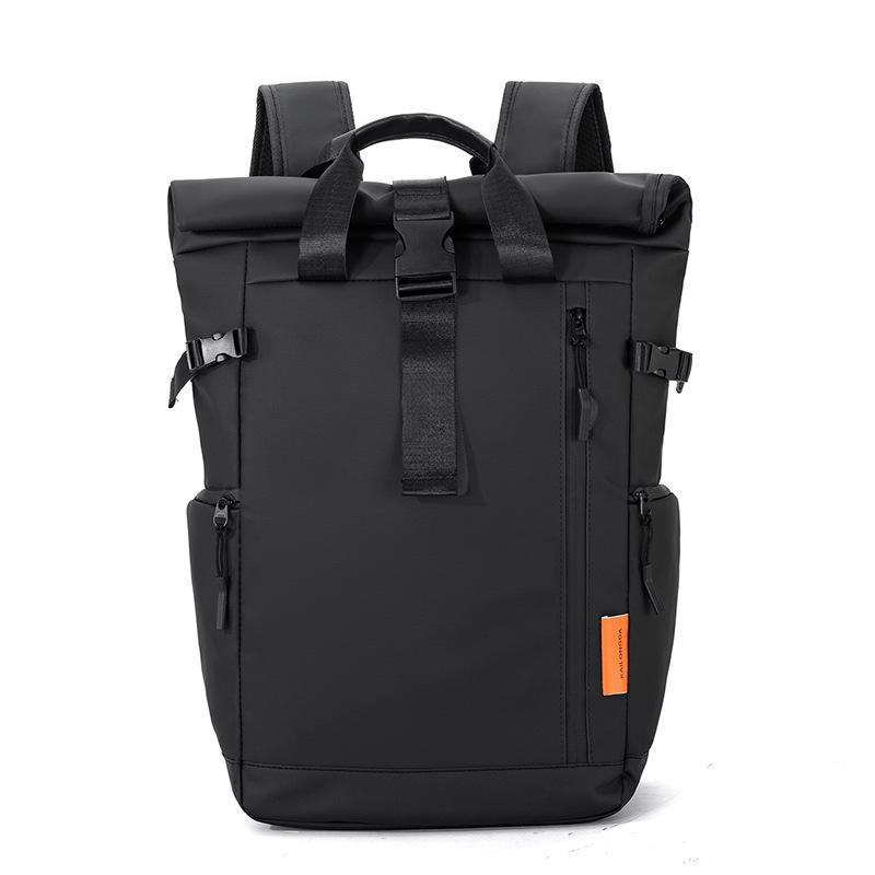 Men s Large Capacity Roll-Top Backpack: Versatile Laptop & Travel Bag for Students чёрный