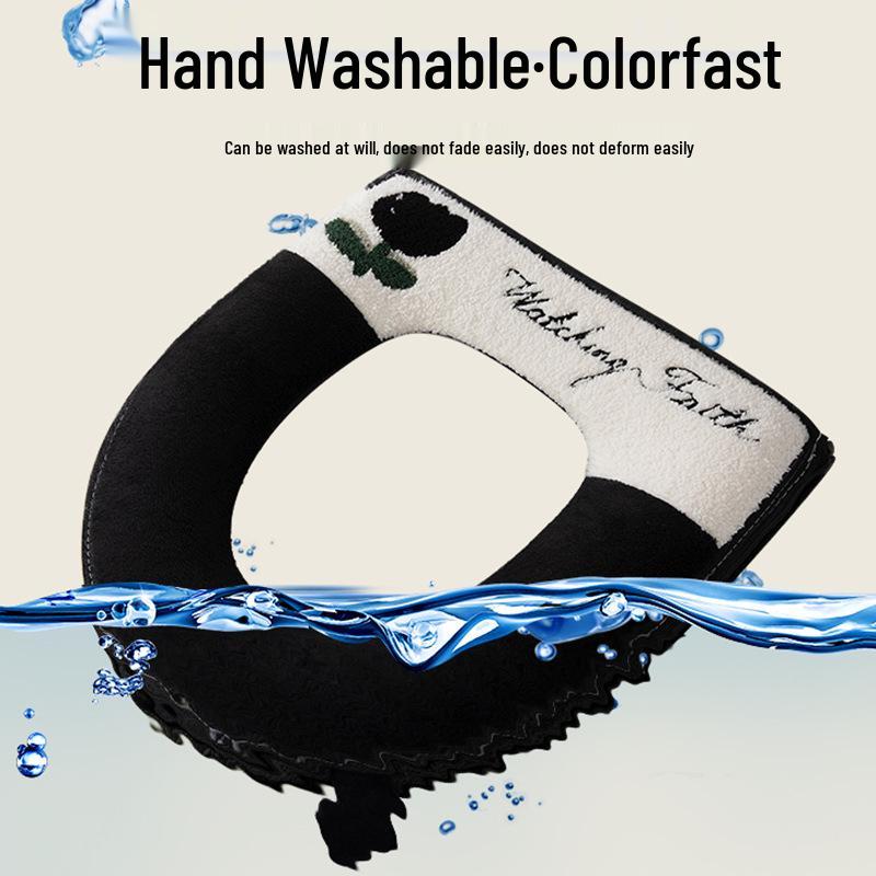 Universal Fleece-Lined Zipper Toilet Seat Cushion - Winter Set, 4 Seasons Use