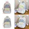 Girls School Backpack With Colorful Collage Design And Nylon Material For Middle School Students
