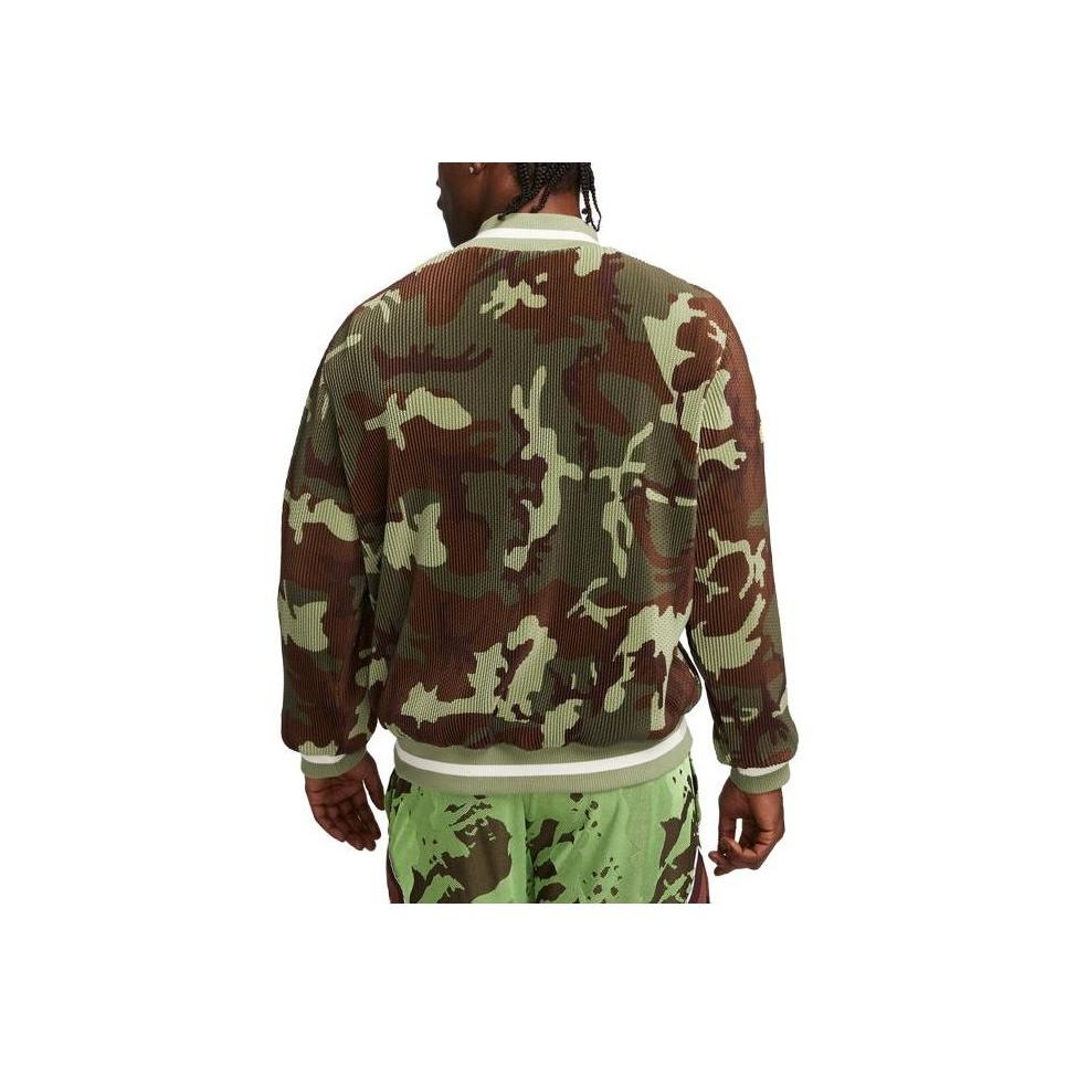 Nike Jachetă de baschet cu fermoar complet și imprimeu camuflaj Dri-Fit pentru bărbați Jachete Verde-ulei DX0424-259