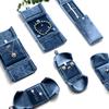 Misty Blue Velvet Jewelry Box: Double Opening for Rings, Earrings, Necklaces, Bracelets, Bangles, Rosaries, and Jewelry Pouch.