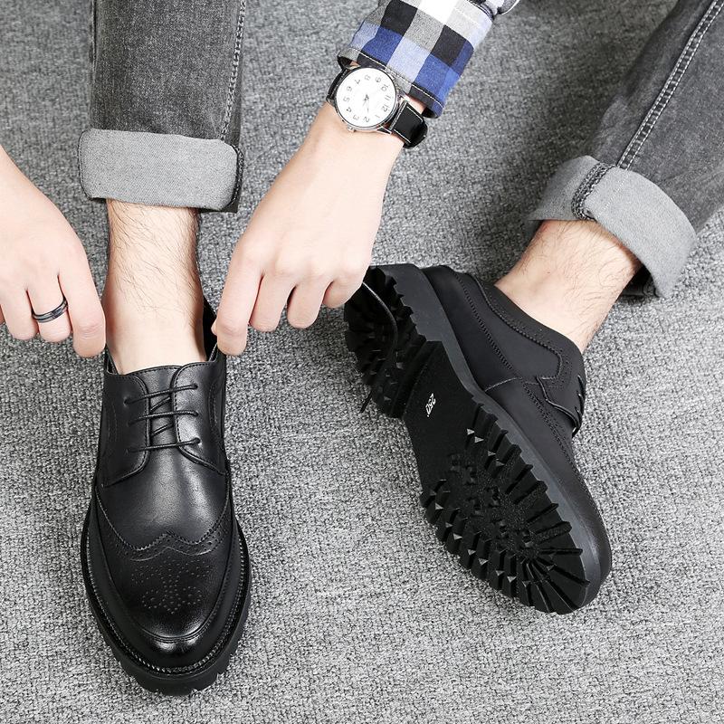 New Genuine Leather Brogue  Men Pointed Toe Dress  Bridegroom Wedding Shoes Formal Men's  Mens Brand Shoes