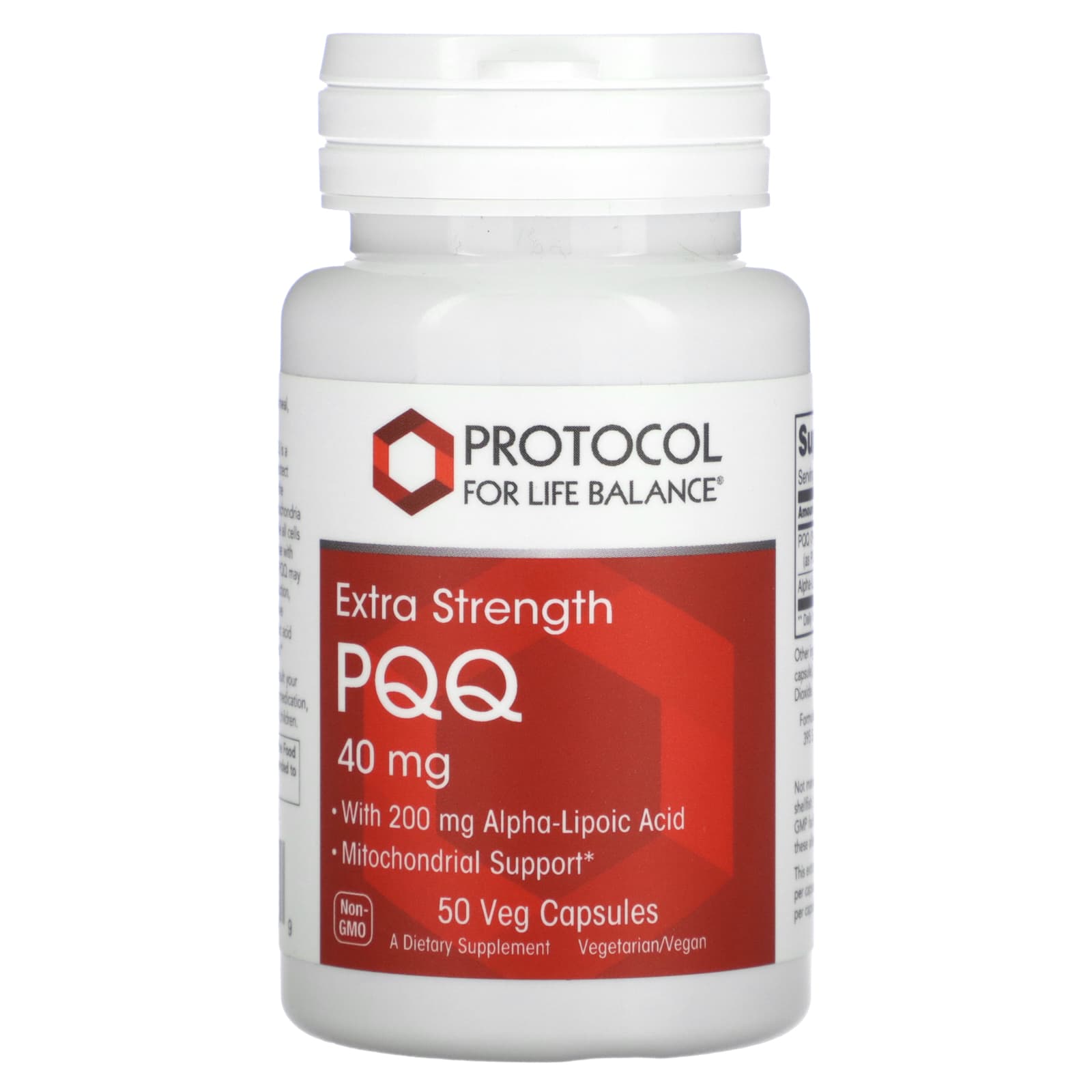 

Protocol for Life Balance, PQQ, Екстра Сила, 40 мг, 50 вегетаріанських капсул