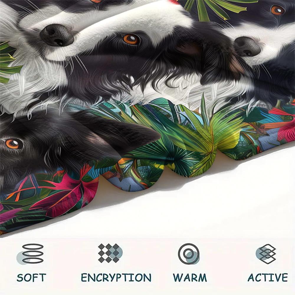 1Pc Collie Corgi Print Flannel Blanket, High quality Comfortable for All Seasons, Home Decor, Warmth and Comfort, Perfect for Christmas Gifts