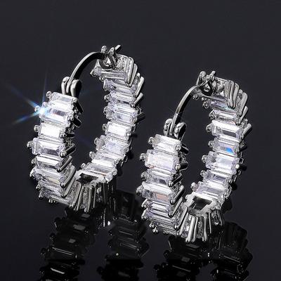 Luxury 925 Sterling Silver Earrings for Women Wedding Party Hoop Earring Versatile Luxury Cubic Zirconia Jewelry