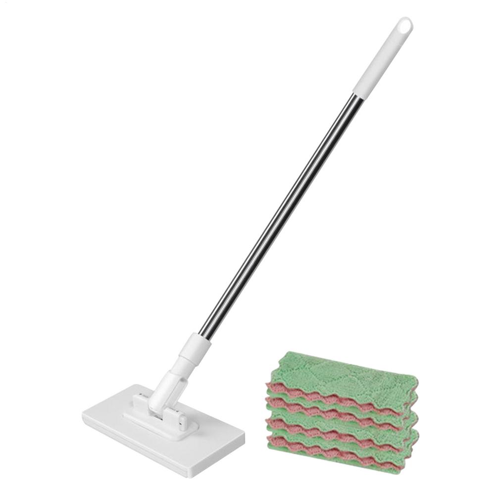 

New Dust Mops For Floor Cleaning Face Towel Cleaner Mop With 4 Reusable Cloths Detachable Press Clamp Wipes Home Cleaning Tool