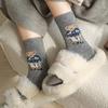5 Pairs of Socks for Girls, Cartoon Cute Little Bear Mid-Calf Socks, Thickened for Autumn and Winter, Warm Wool Slouch Socks, Ne