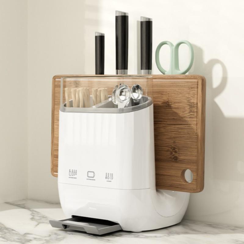 1pcs Multifunctional Kitchen Knife Holder Cutting Board Stand Countertop Drainage Chopsticks & Utensil Storage Rack серый