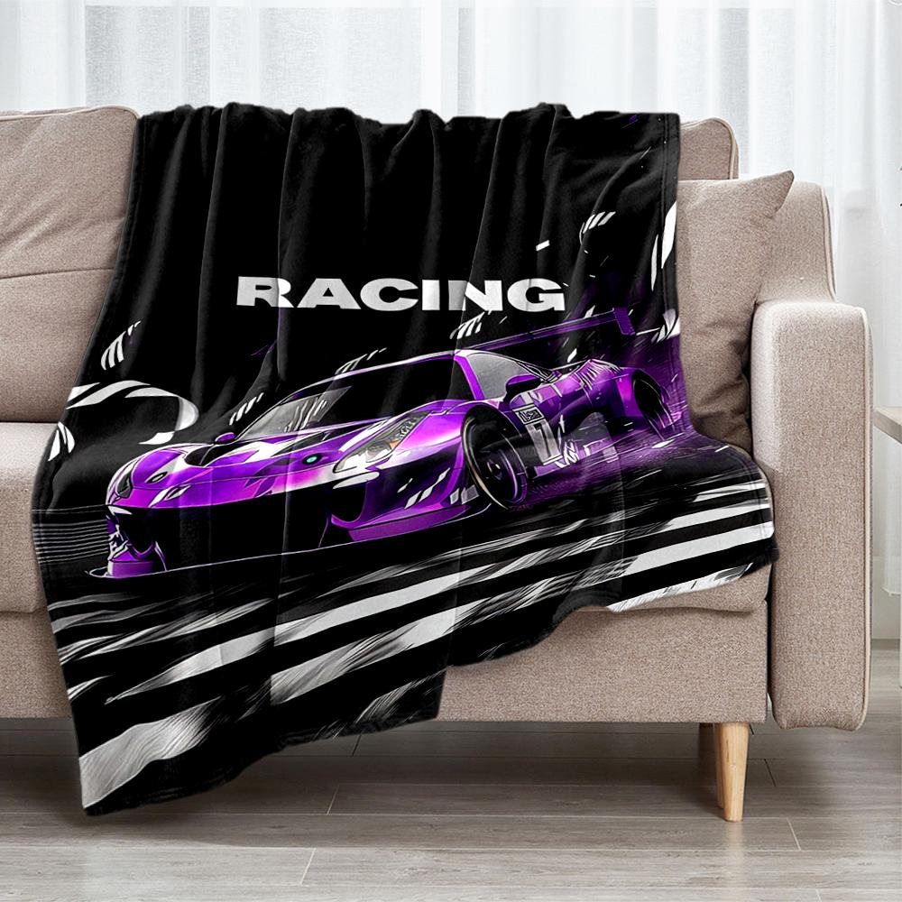 Racing Theme Printed Blanket - Perfect for Couch, Bed, Travel & Outdoor Use | Machine Washable, Cozy & Durable.