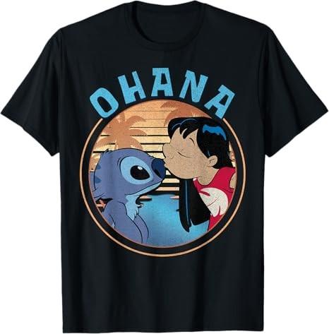 Lilo Stitch Ohana Portrait Black TShirt