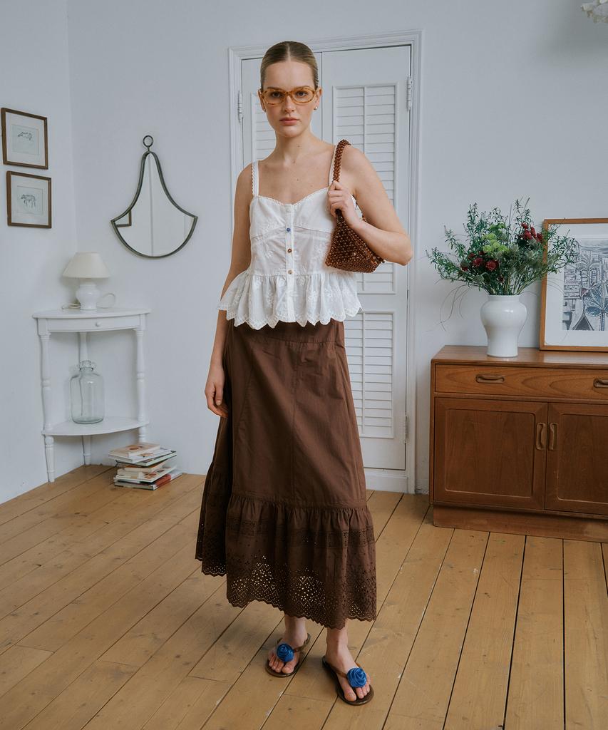 Green Butter Meadow Lace Skirt (Chocolate)