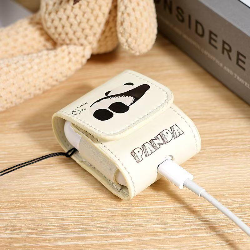Cute Panda Earphone Case for Apple AirPods 1/2 Pro Pro 3 4 Leather Soft Case Wireless Bluetooth Earphone Protective Case