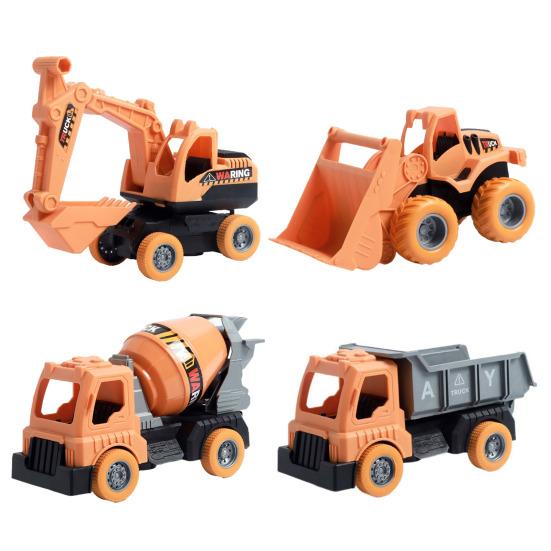 1/4 Stück Kinder Baufahrzeug Spielzeug Trägheitsantrieb Bewegliche Gelenke Ingenieurfahrzeug Kleinkinder Lernbagger Bulldozer Kipplaster Mischwagen