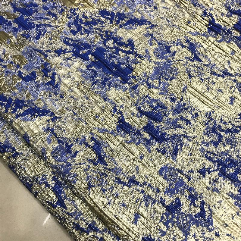 High-End Gold Silk Jacquard Dress: European and American Style