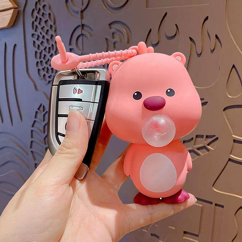 Cartoon Cute Loopy Beaver Doll Squeeze Blow Bubble Keychain Bag Pendant Decompression Toys Car Key Chain Hanging Ornaments Gifts
