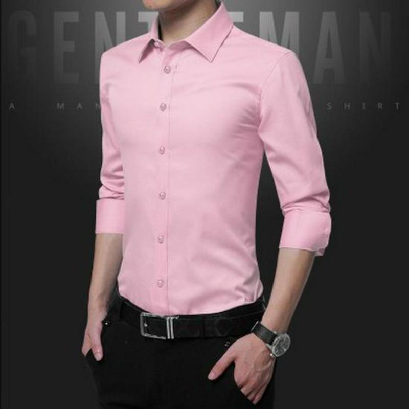 Men's Slim Fit White Long Sleeve Anti-Wrinkle Business Shirt