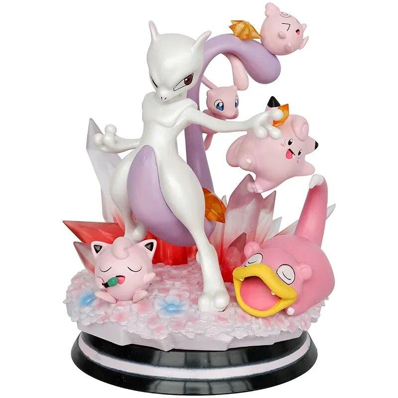 

Mew Mewtwo Lapras Squirtle может излучать свет, сцена аниме, фигурка, модель куклы 16 см, декоративные подарки, собранная игрушка