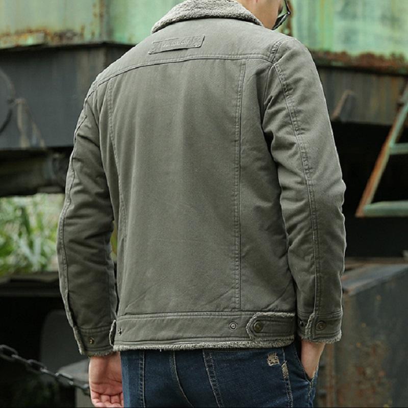 Men's Autumn and Winter Short Warm Jacket Military Style Fur Stand Collar Jacket Jacket Plus Velvet Thick Winter Outdoor Jacket