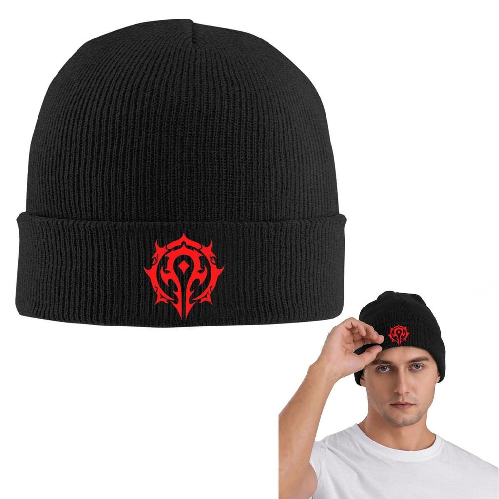 World Of Warcraft Logo Warm Knitted Cap Fashion Bonnet Hat Autumn Winter Outdoor Beanies Hats for Men Women Adult