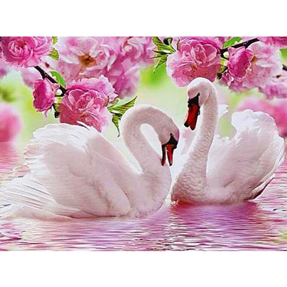5D DIY Diamond Painting Animal Swan Rhinestone Art Picture Full Round Diamond Embroidery Rhinestone Mosaic Decoration Kit