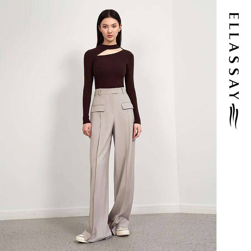 ELLASSAY Women's Merino Wool Cut-out Slim-Fit Knit Sweater