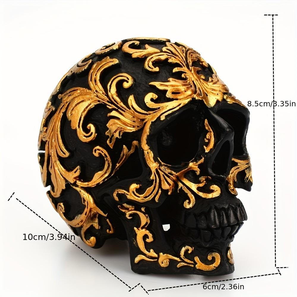 

Vintage Embossed Skull Statue Resin Gold Skull Figurine Halloween Decoration Props Halloween Holiday Party Vibe Ornaments