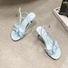 Fashion Fashion Round Toe Elegant Women Heeled Sandals Shoes Shallow Female Butterfly-Knot Ladies Medium Heels Sandals Shoes Pumps