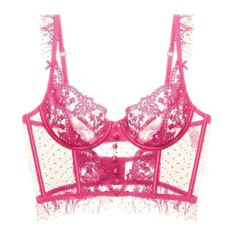 

Французское нижнее белье женское ультратонкое для большой груди показывает маленькую большой размер нижнее белье корсет на косточках сексуальное кружевное бюстье бюстгальтер XL