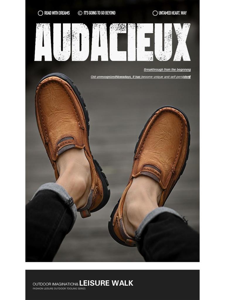 Men's Genuine Leather Plus Size Casual Loafers & Hiking Shoes