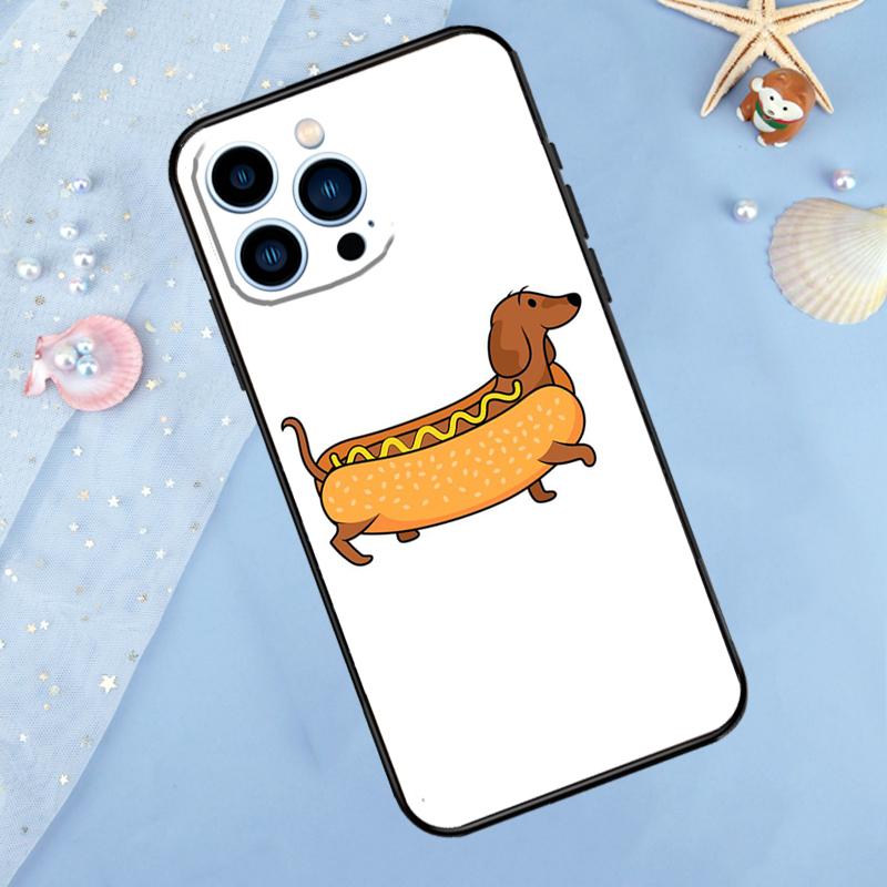 Cartoon Dachshund Sausage Dog Case For iPhone 17 Pro Max 16 15 14 12 11 13 Pro Max Plus 12 13 Mini 16e 17 Air Back Cover