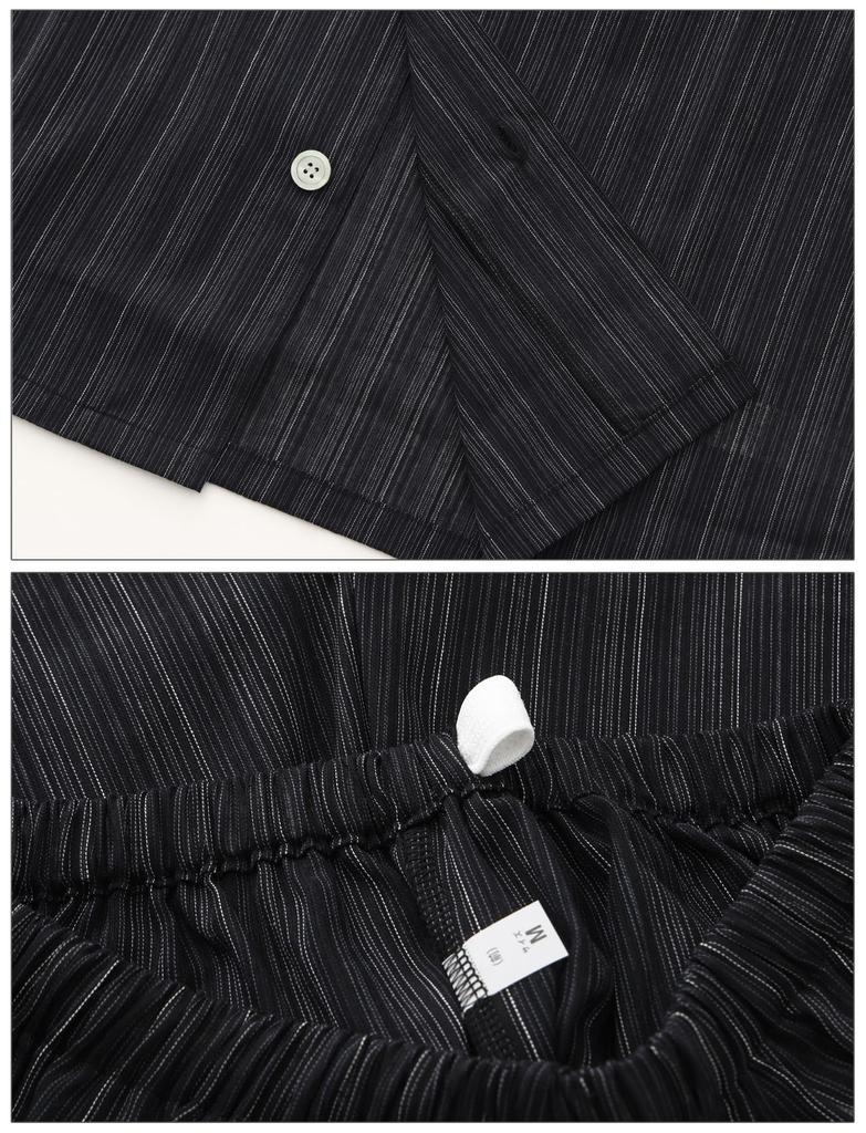 Kaituck Family Suimin Care Shijira Sizes 3L Black Men's Japanese-Made Pajamas, Yarn-Dyed Fabric, 100% Cotton, V-Neck, Black, Navy, Spring, Summer,
