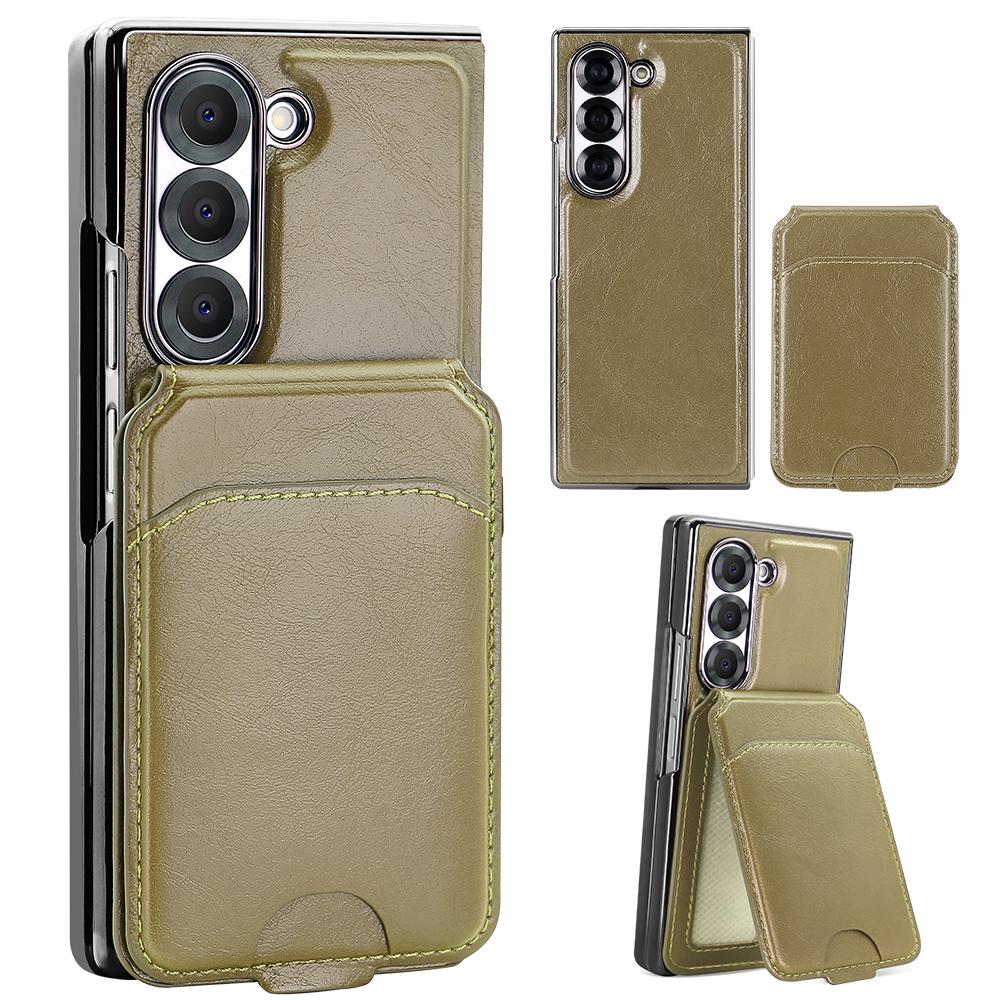 

2 in 1 Detachable Steel Film Magnetic Leather Full Coverage Phone Case for Samsung GalaxyZ Fold 7 6 5 Wireless Charging Cover Galaxy Z Fold5 зелений