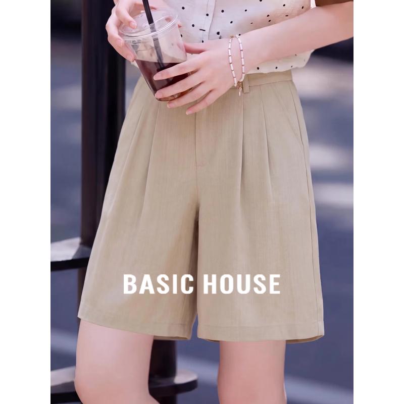 Basic House Women s Tencel High-Waist Suit Shorts S