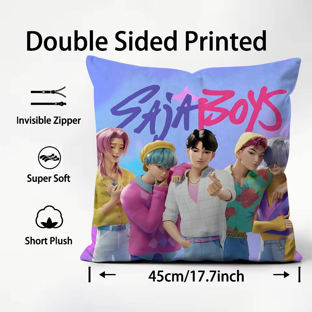 Hot KPop S-Saja Boys Pillow Case Comfort Sofa Bed Silky elegant Invisible zipper Custom Decorative cushion cover