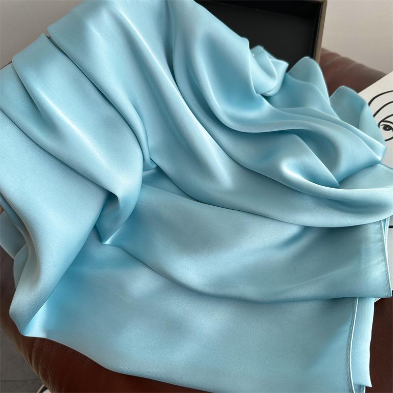 Versatile Silk-Like Scarf: Women's Spring/Summer Plain Gauze Wrap - Headscarf, Beach Towel, or Korean Satin Style